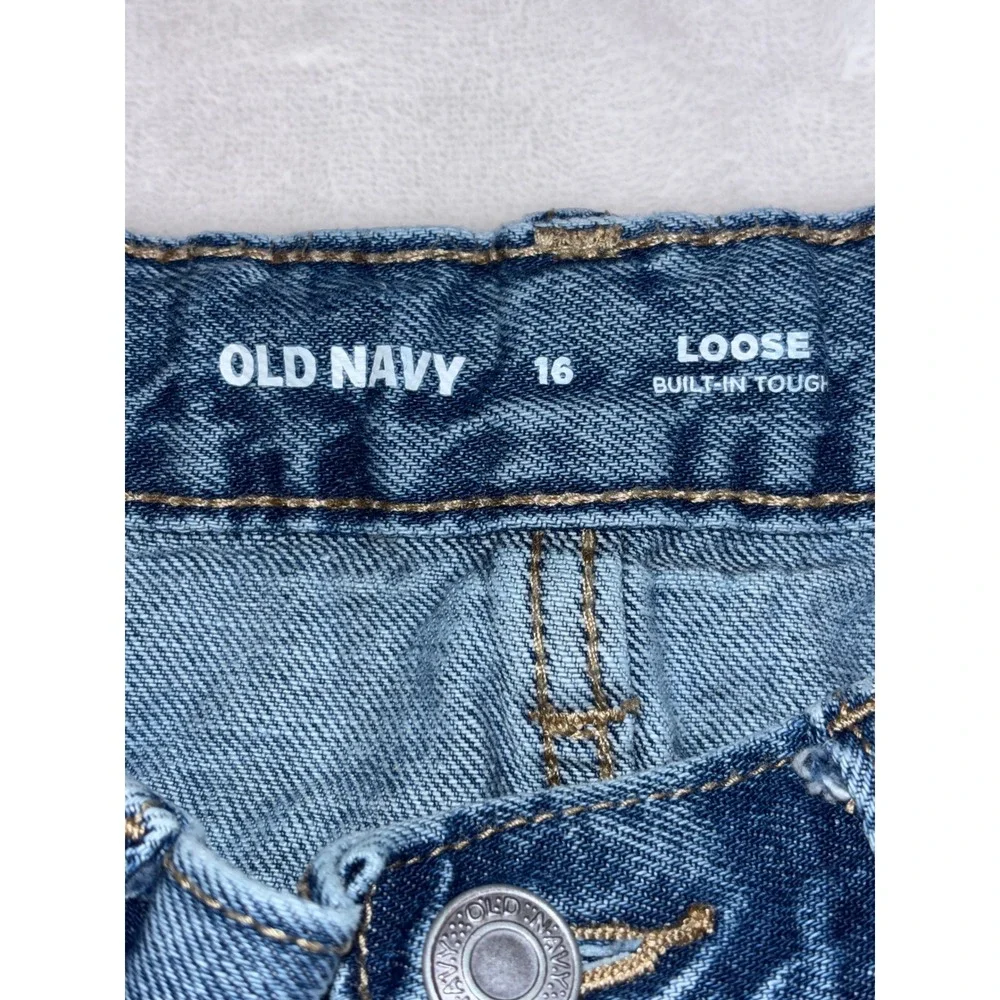 Old Navy Boys Loose Built-In‎ Tough Distressed Ripped Jeans Blue Size 16